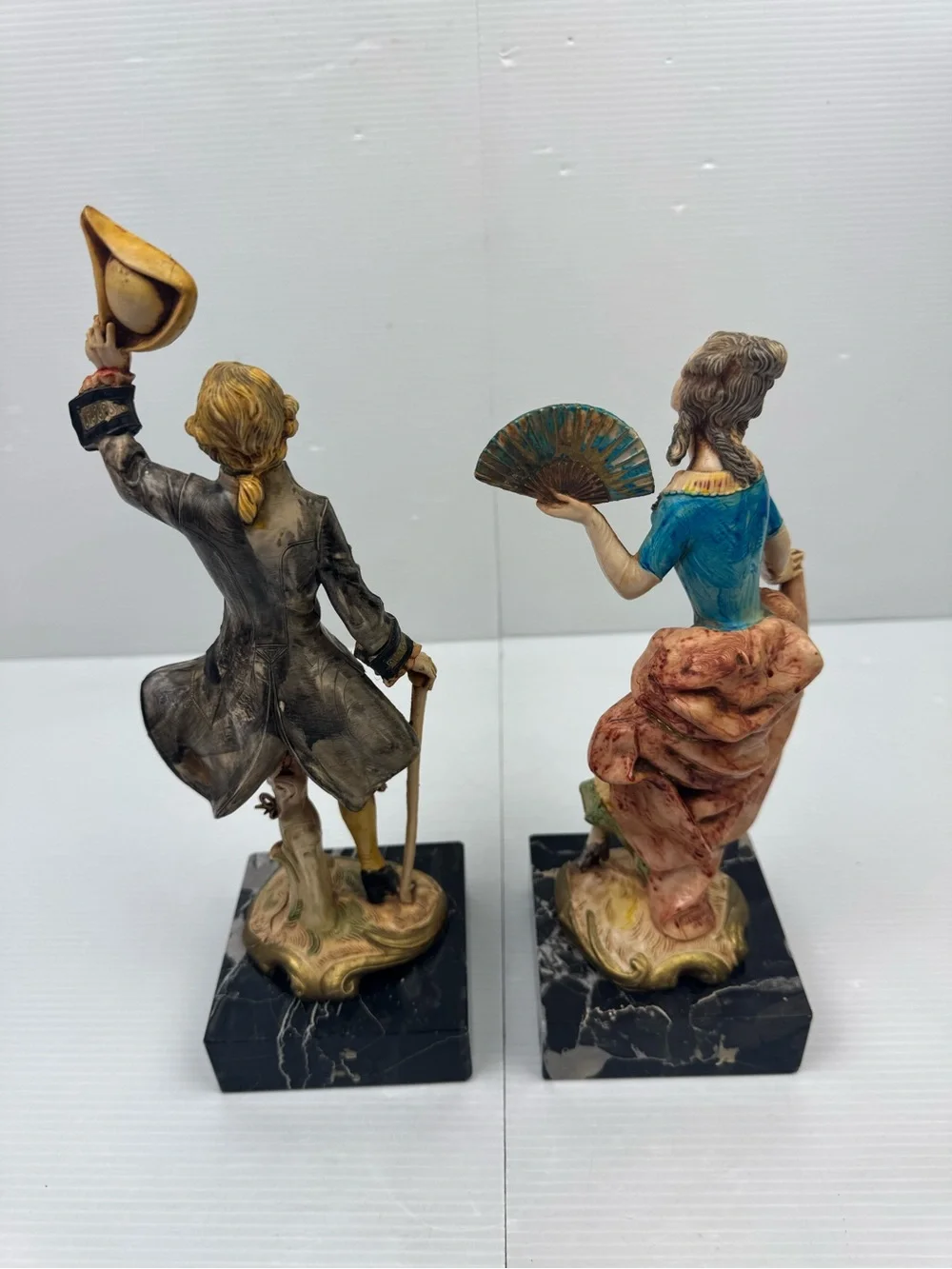 VTG Fontanini Depose Italy Gentleman Lady Figurine Set 177 178 Carrara Marble Ba